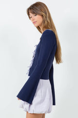 Navy and Lilac Knit Top