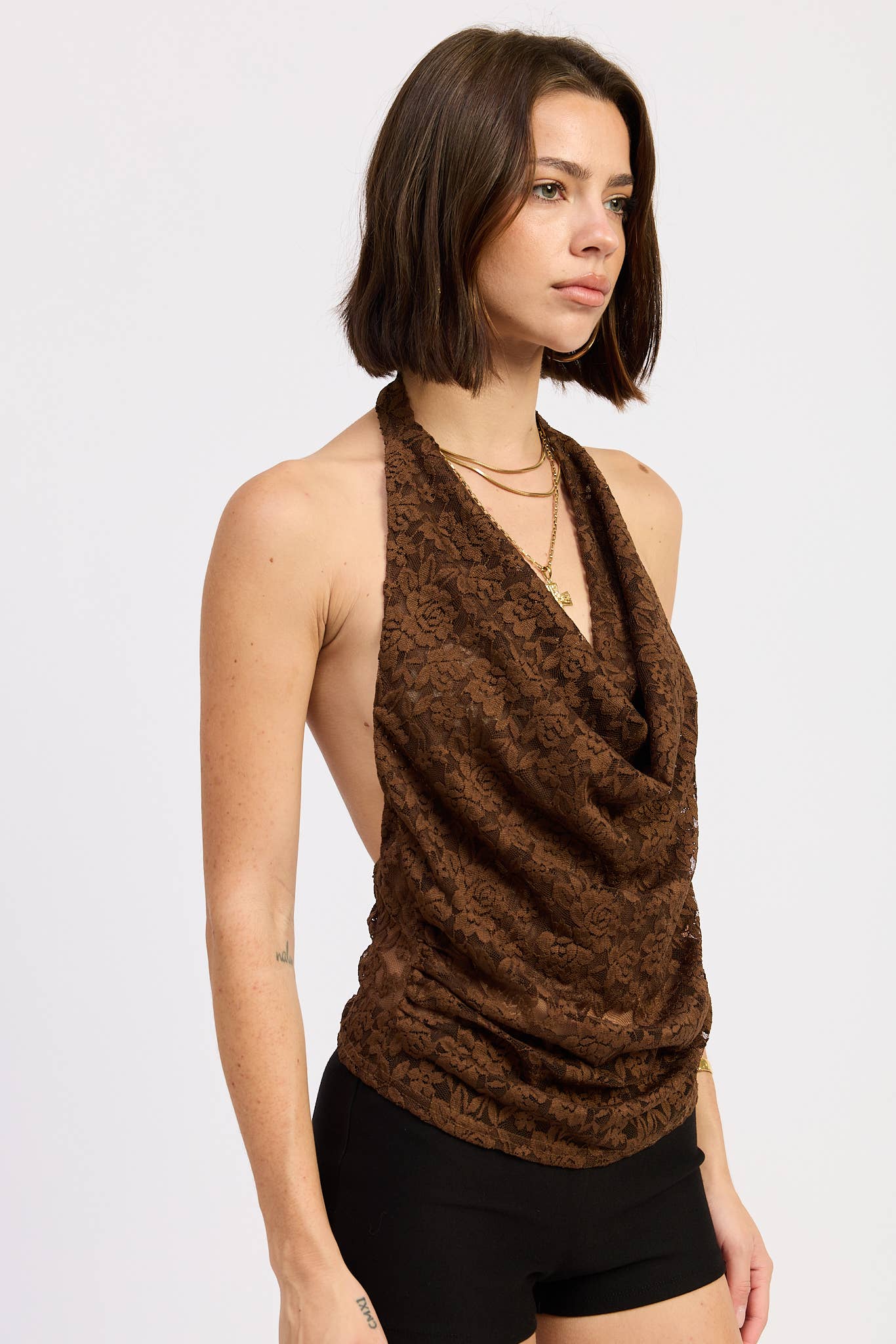 Chocolate Lace Halter Top