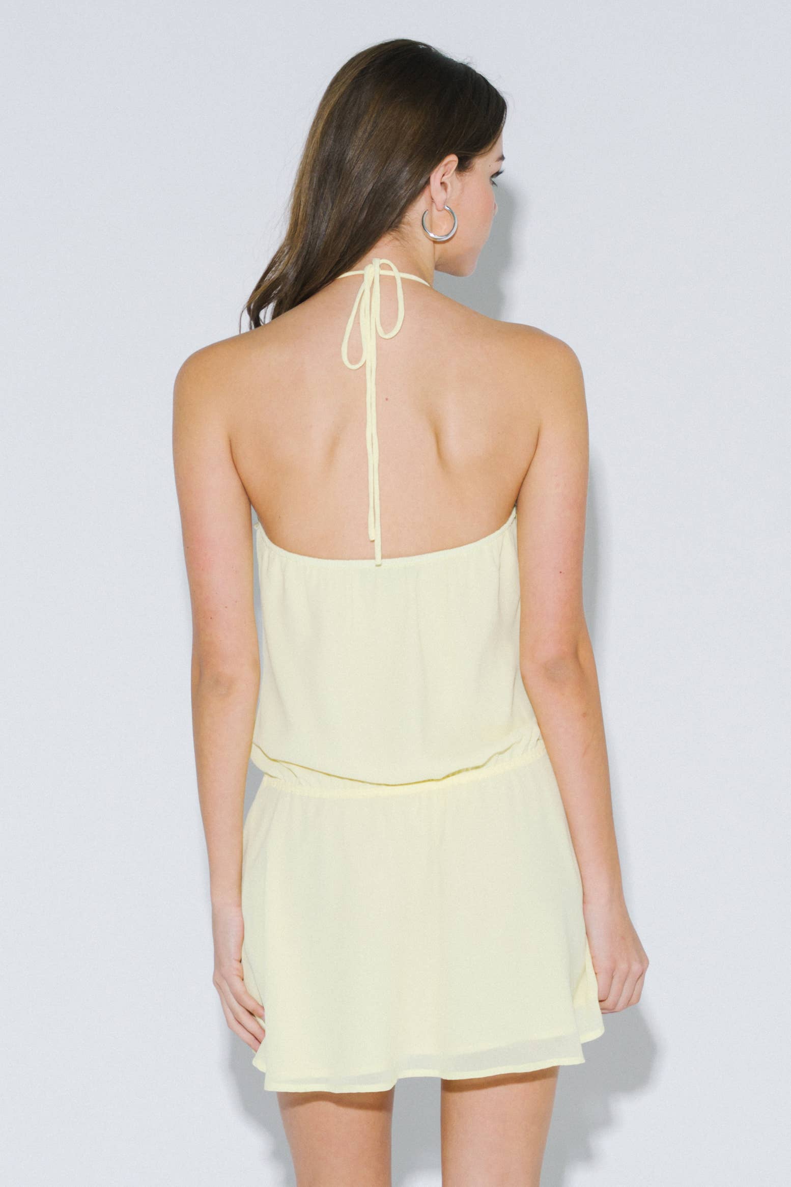 Beaded Trim Halter Mini Dress