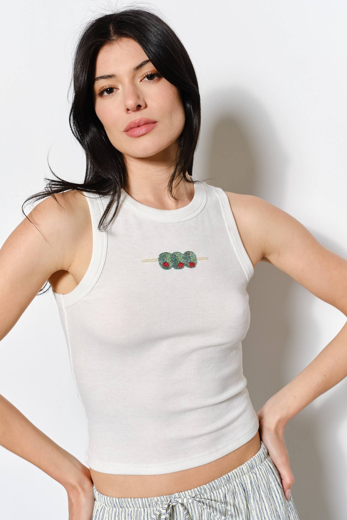 Olive Bead Tank Top