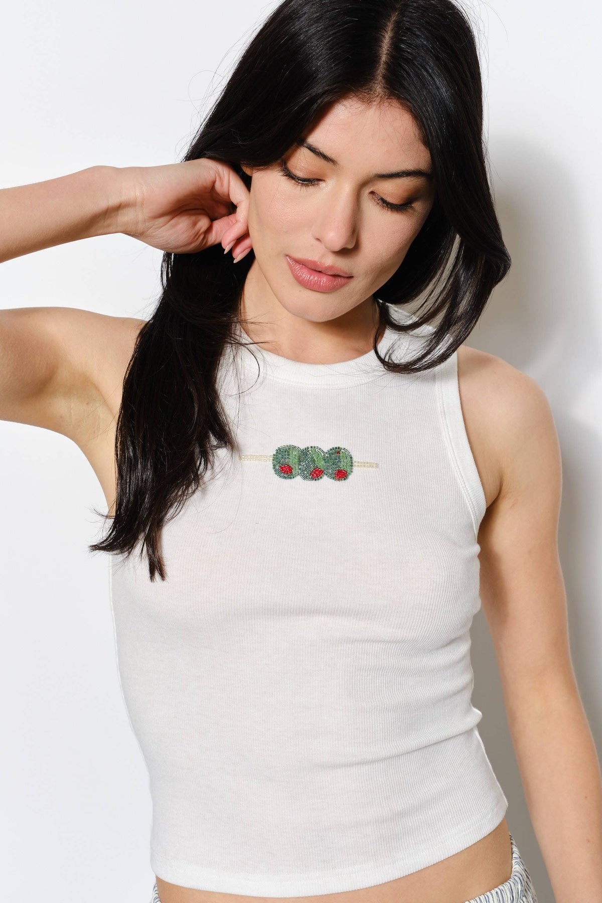 Olive Bead Tank Top