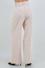 Sand Tailored Wide-Leg Pants