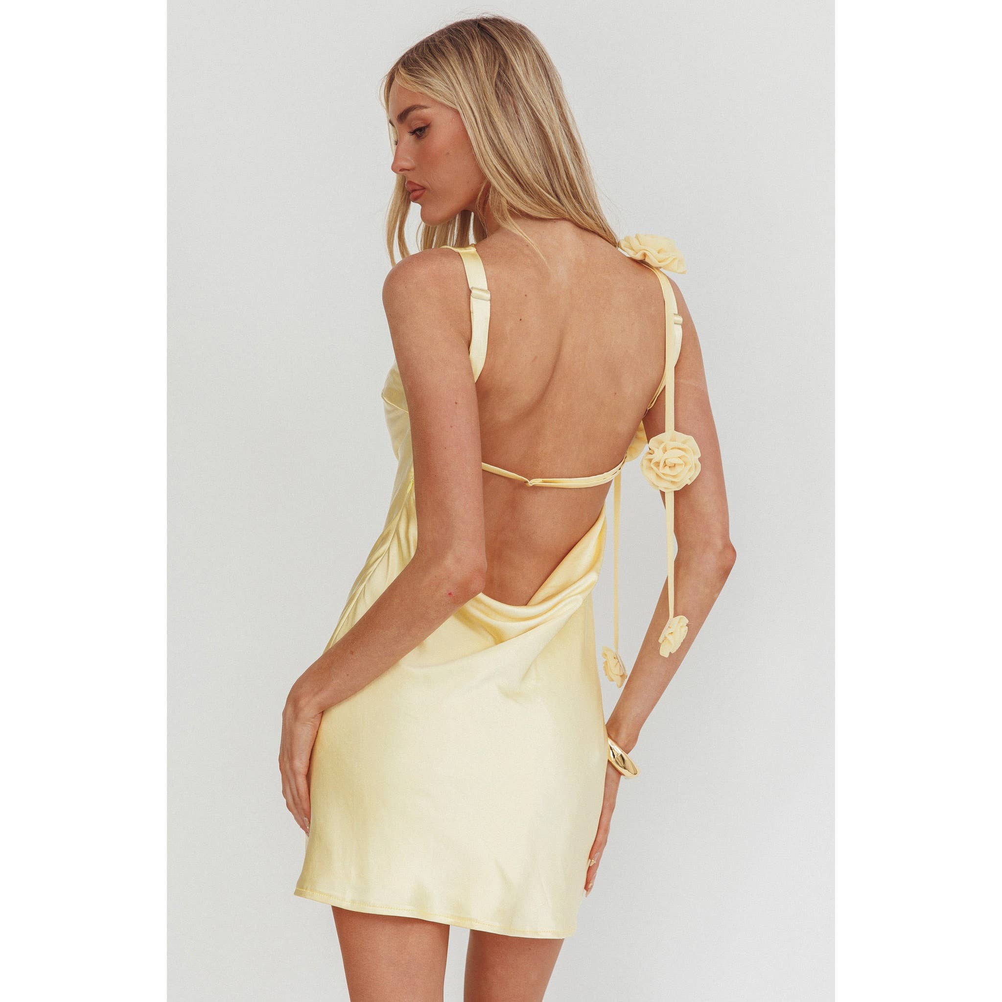 Butter Yellow Satin Mini Dress