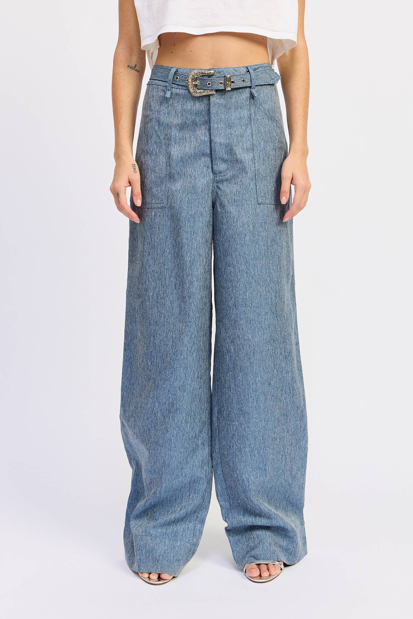 Belted Denim Trousers