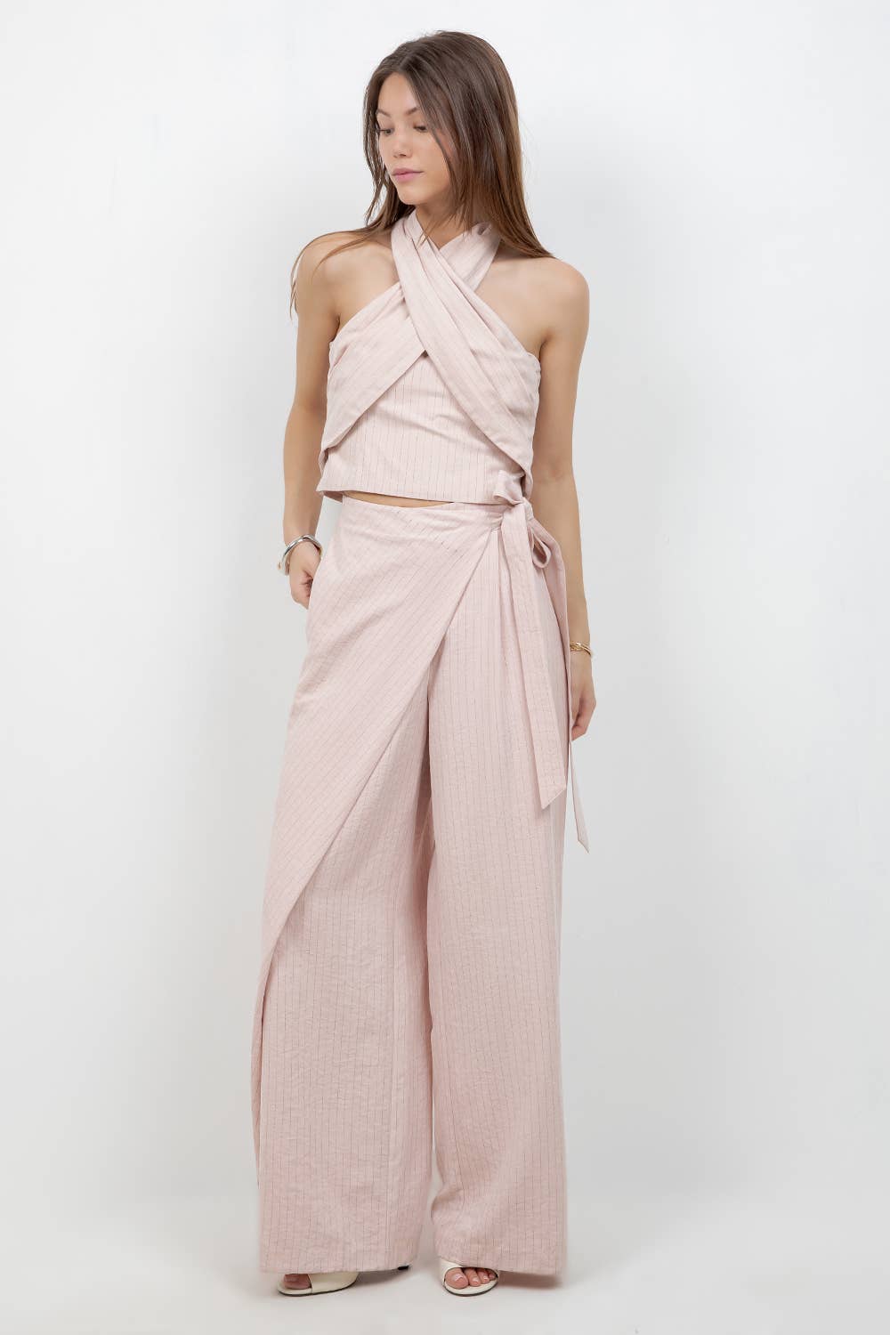 Blush Hour Wrap Wide Leg Pants