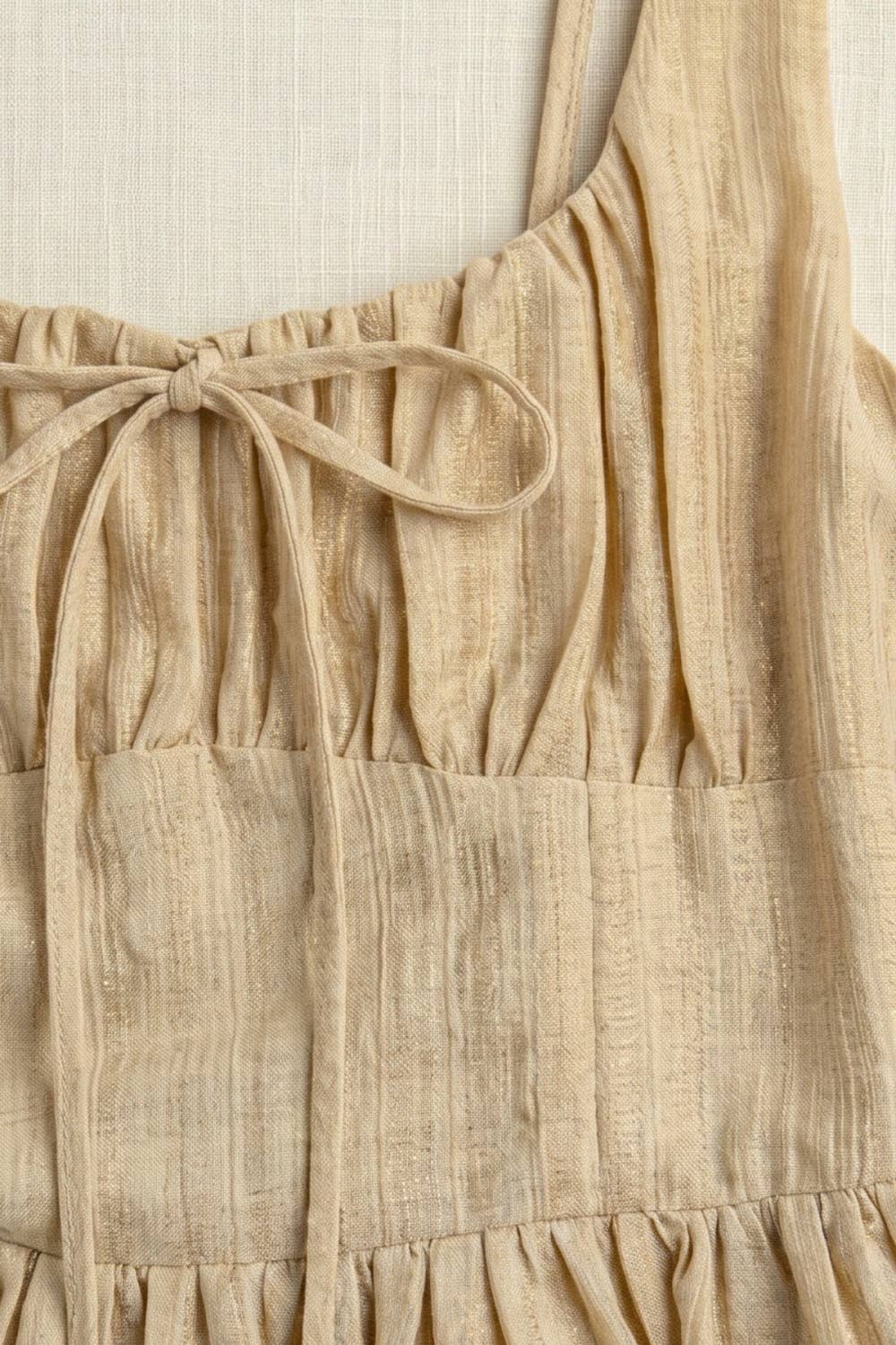 Linen Blend Smocked Midi Dress