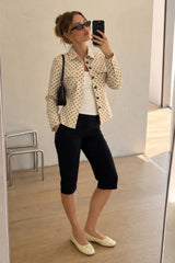 Polka Dot Tailored Cropped Shirt Jacket