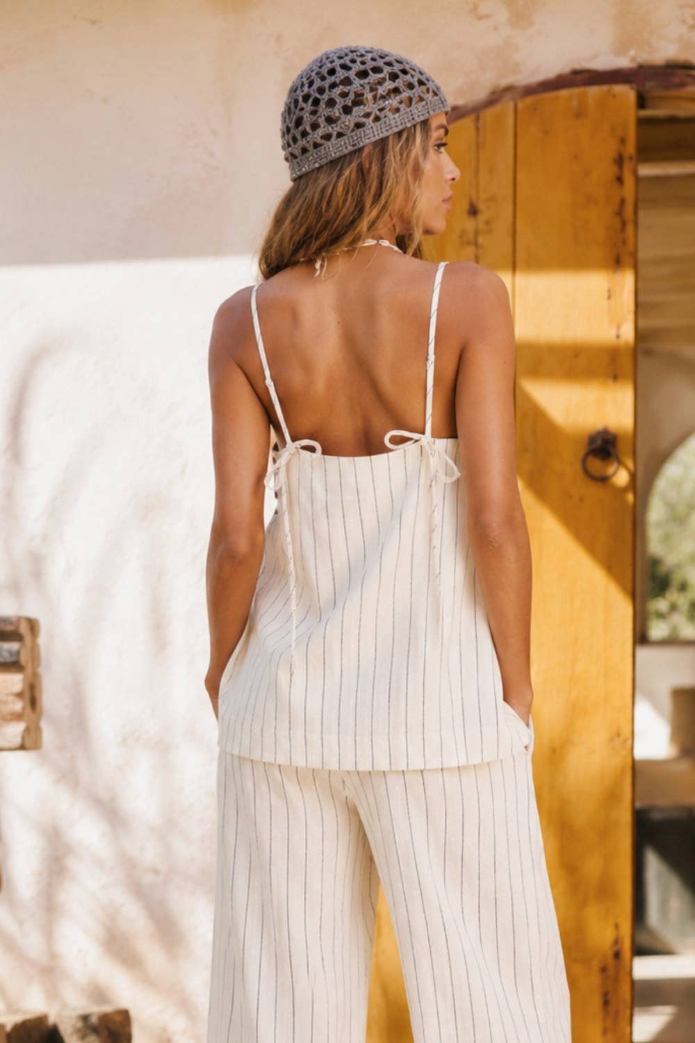 Linen Blend Pinstripe Set - Sold Separately