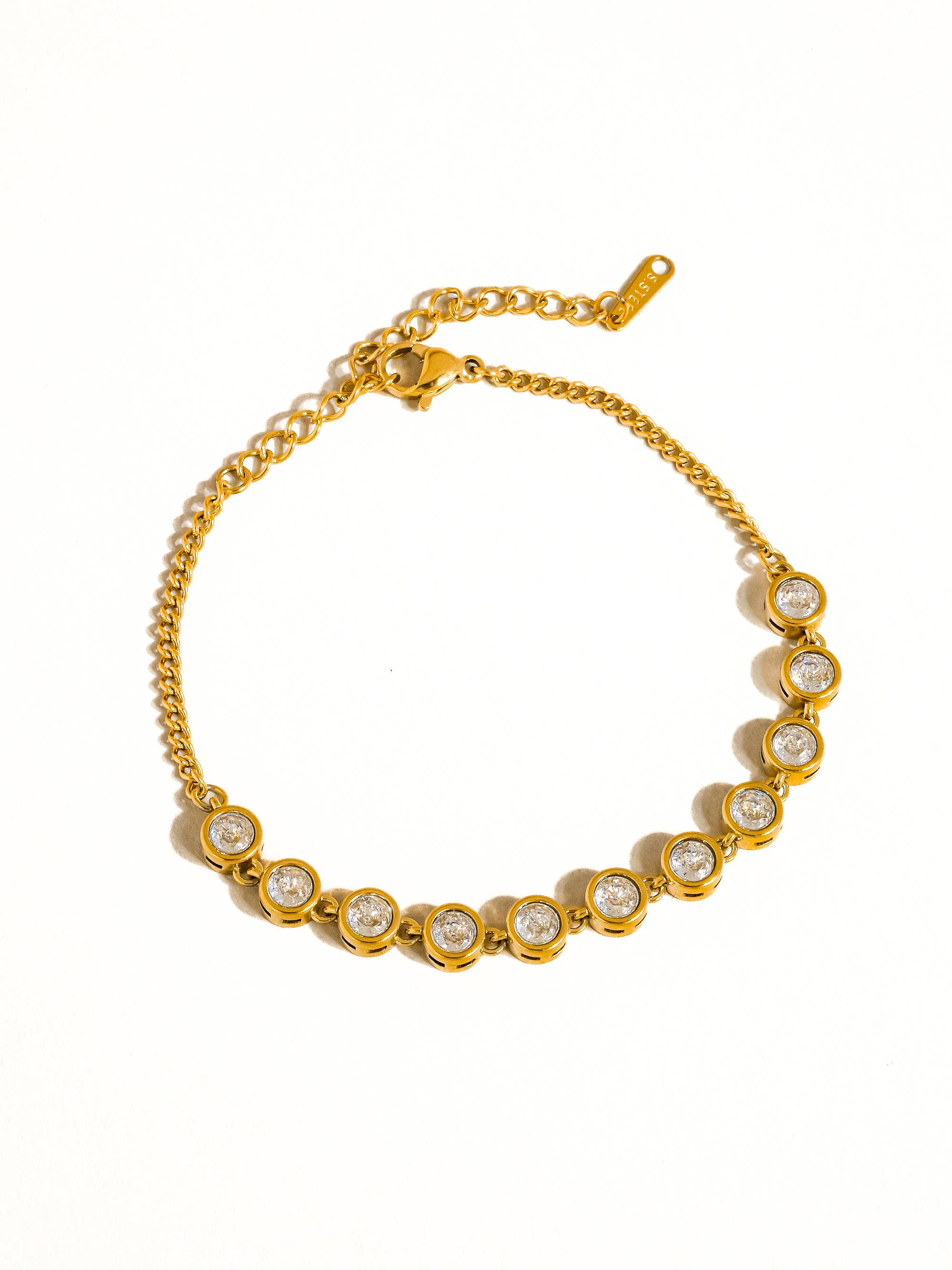 Ambrosia 18K Gold Non-Tarnish Rhinestone Chain Bracelet
