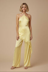 Satin Lace Halter Jumpsuit