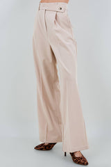 Sand Tailored Wide-Leg Pants