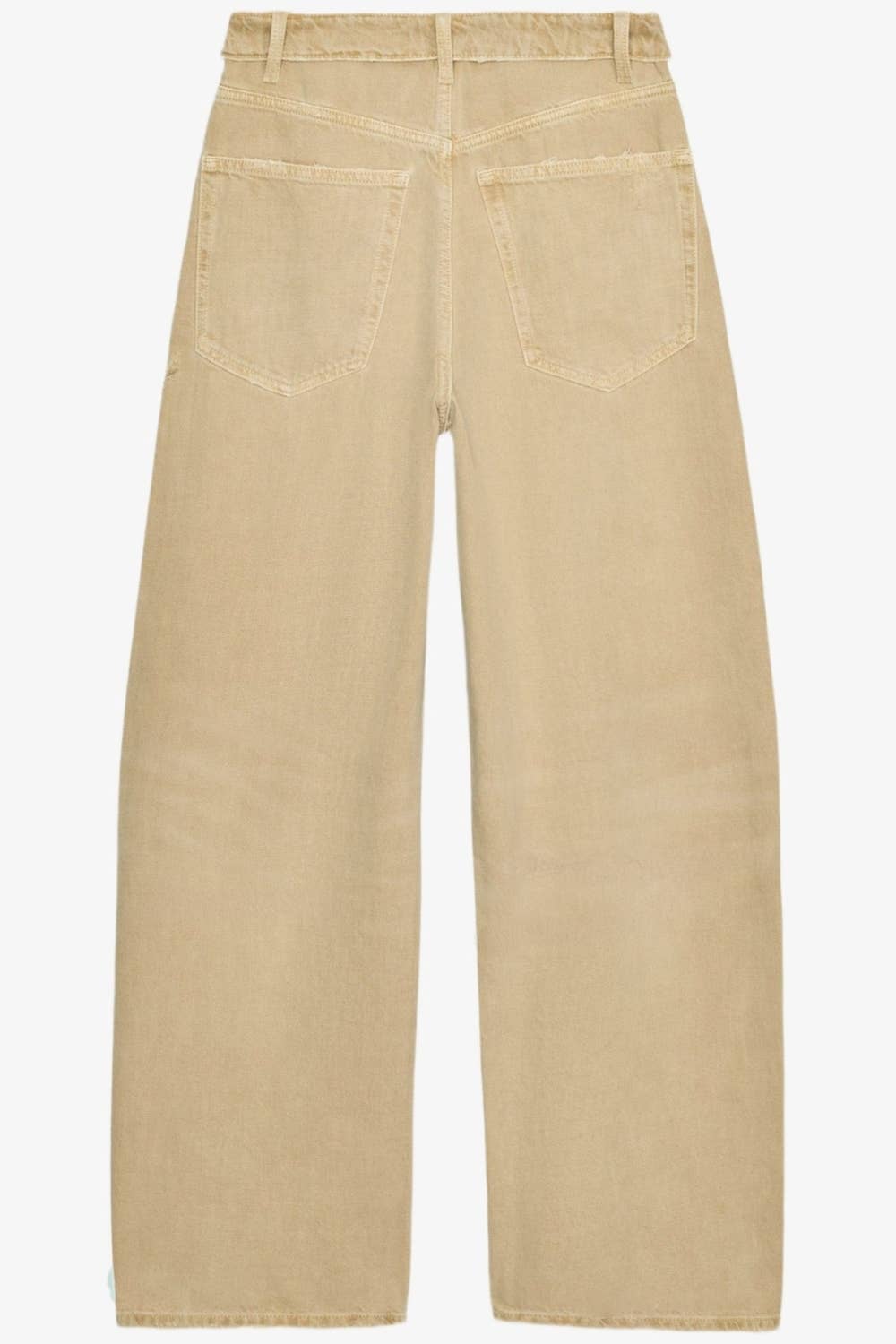 Khaki Distressed Wide Leg Jeans