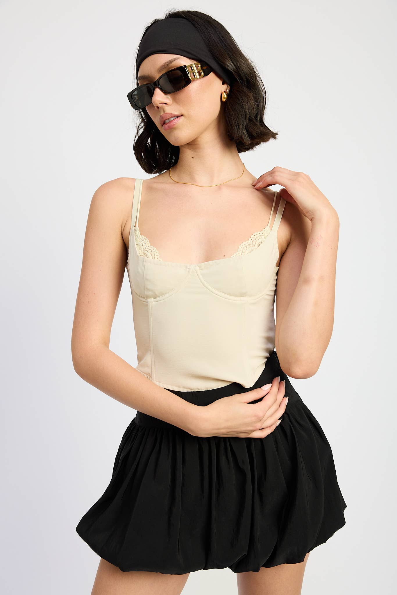 Lace Trim Corset Top