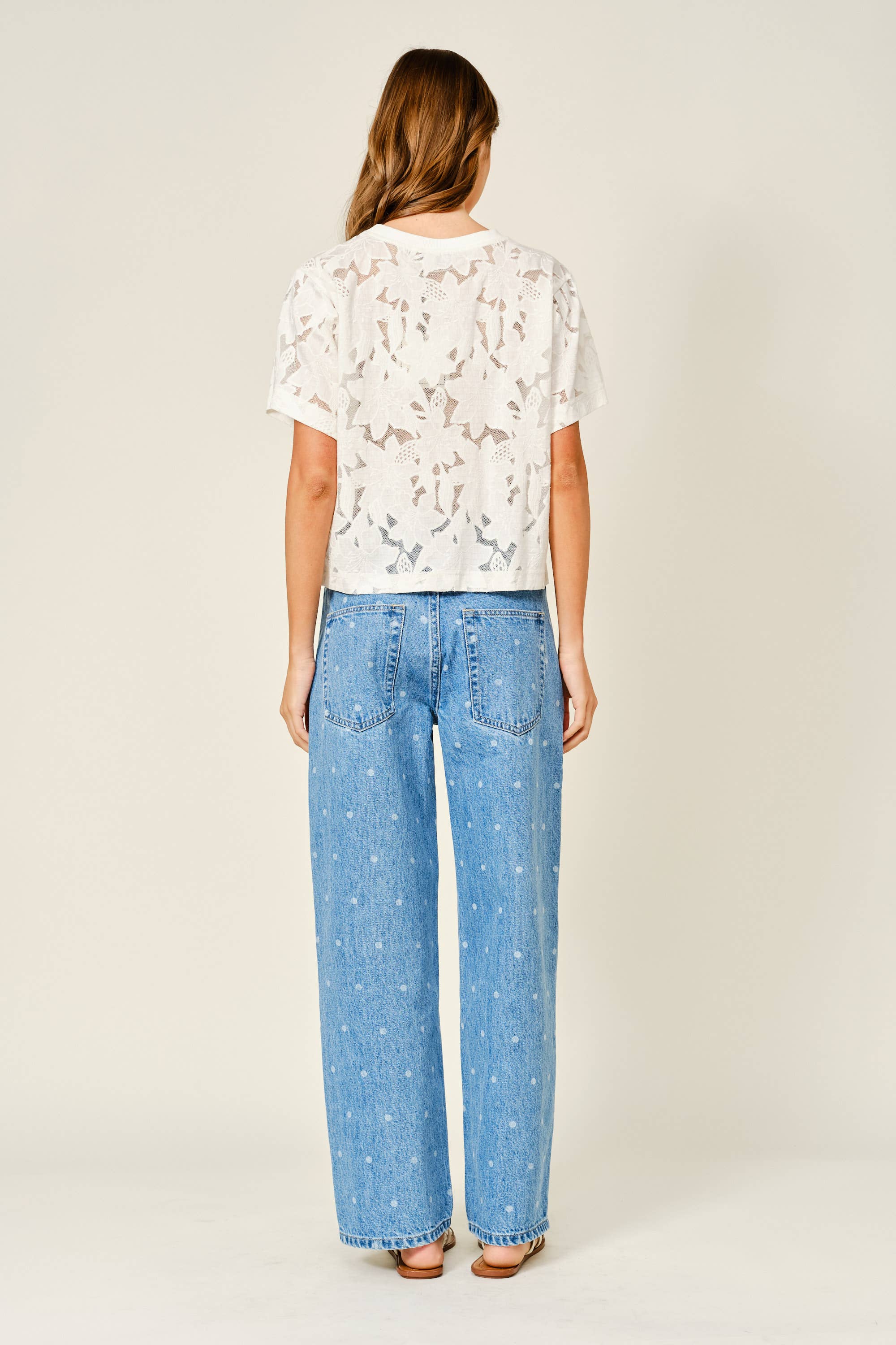 Polka Dot Denim Pants