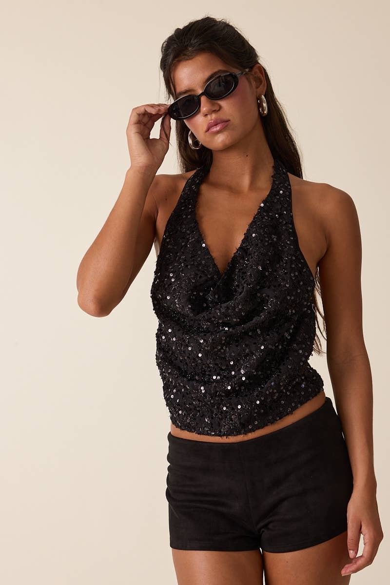 Sequined Halter Top