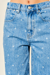 Polka Dot Denim Pants