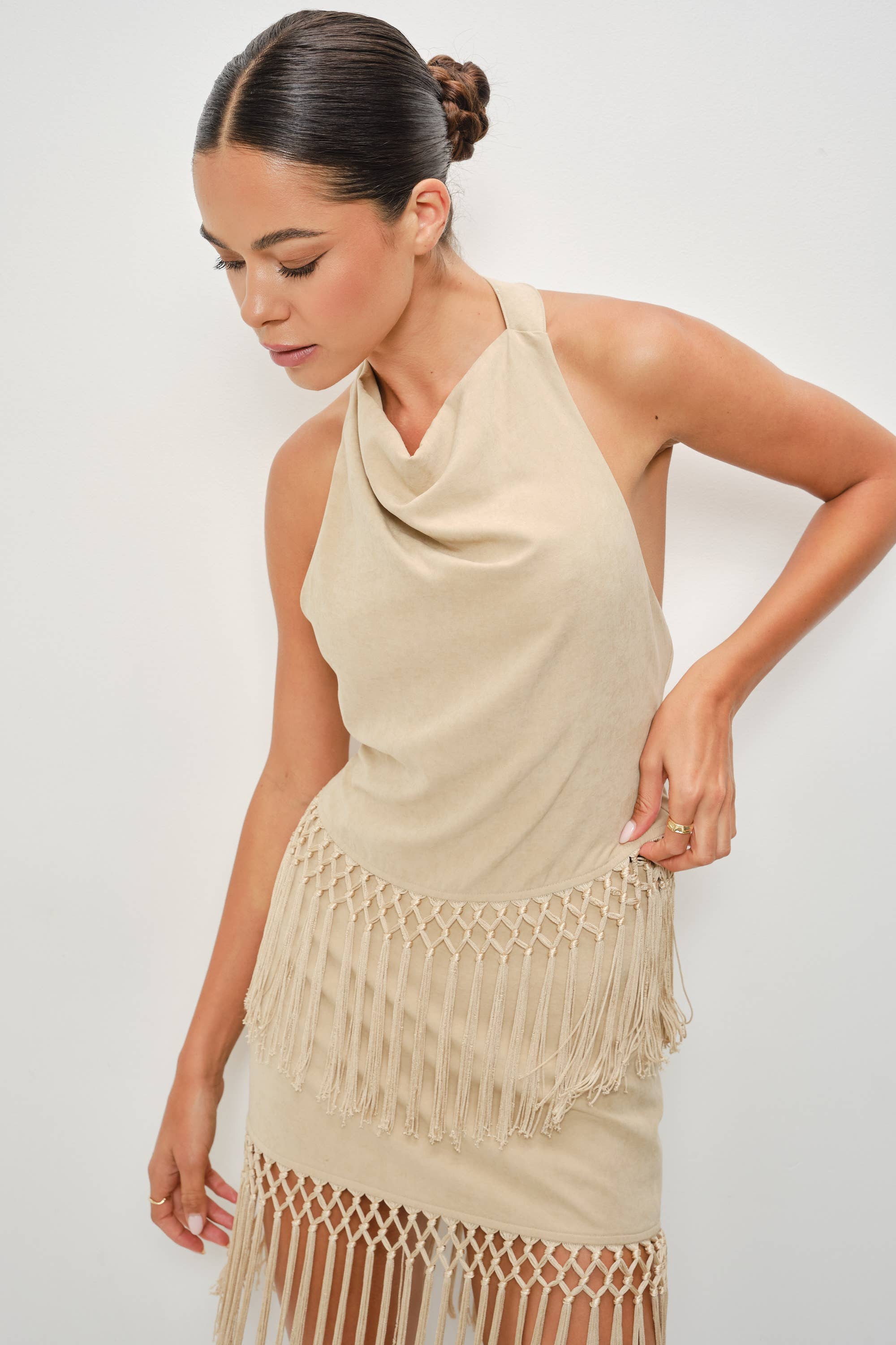 Sand Fringe Halter Top