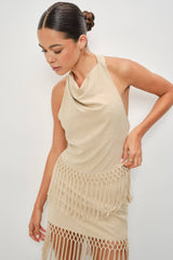 Sand Fringe Halter Top