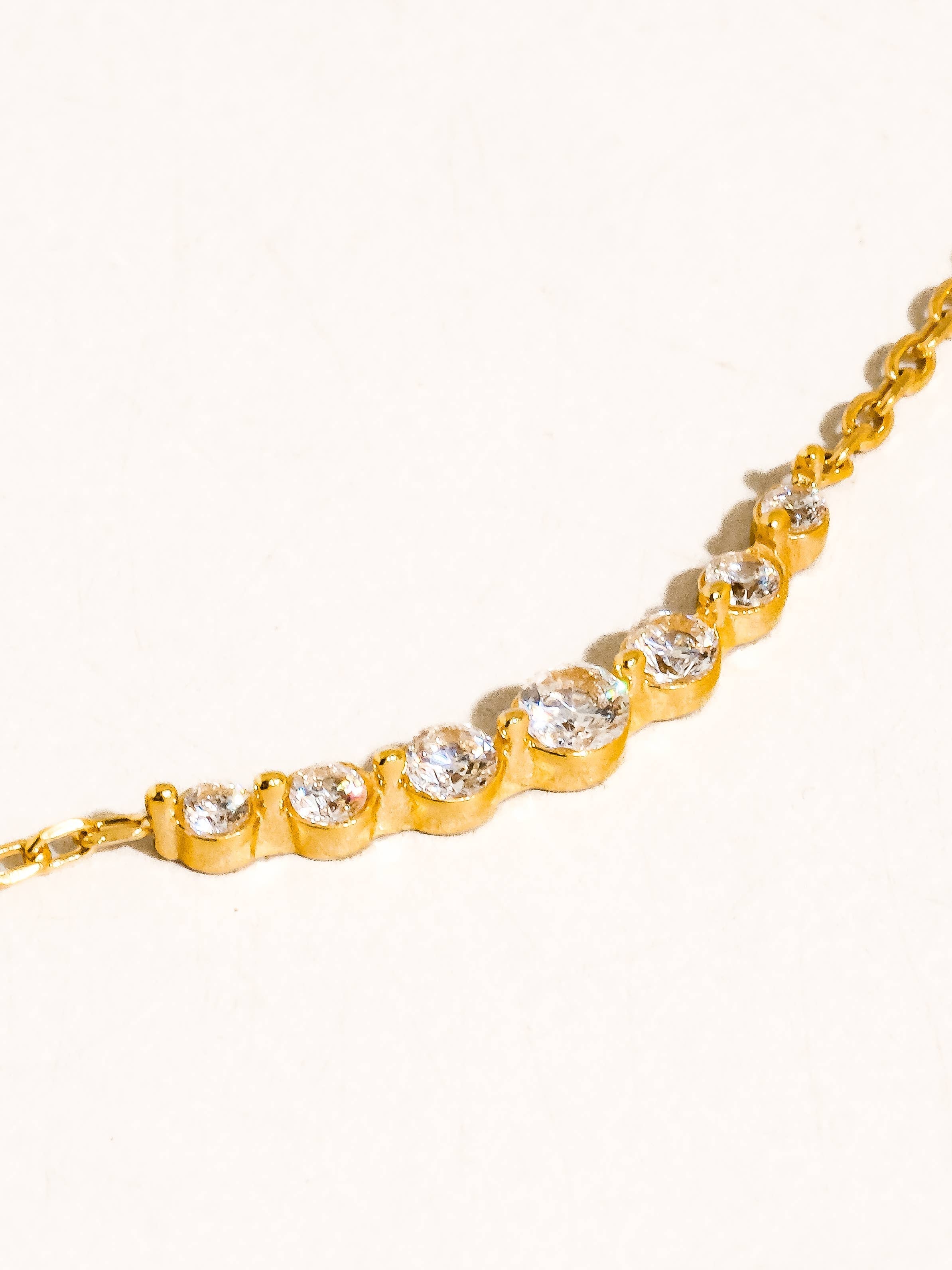 Remmi 18K Gold Non-Tarnish Crystal Station Chain Necklace