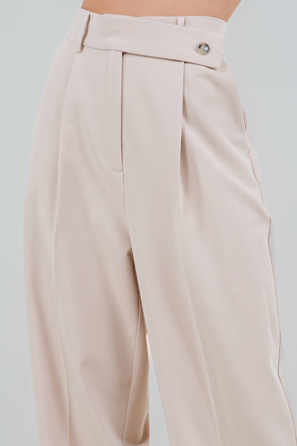 Sand Tailored Wide-Leg Pants
