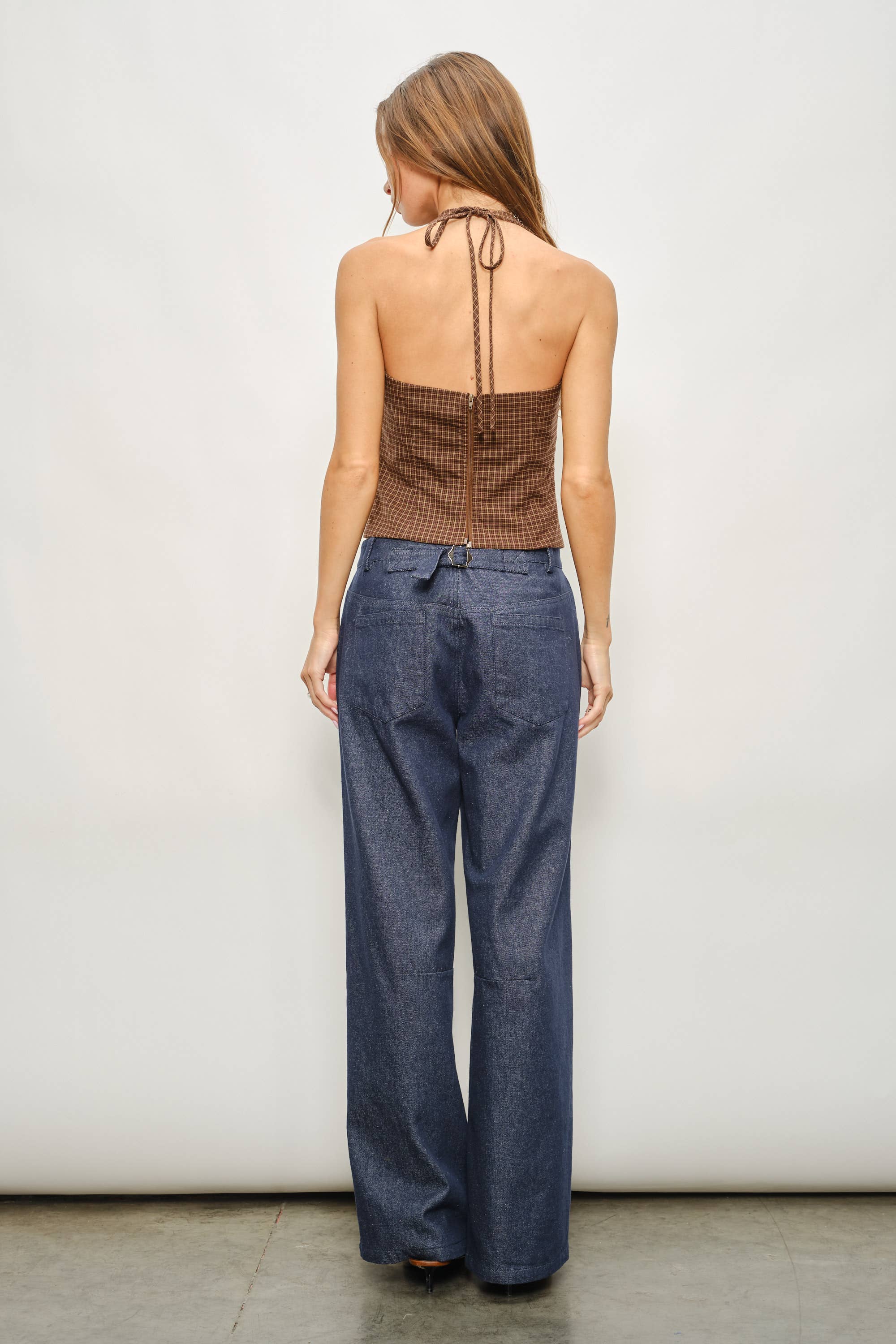 Brown Plaid Halter Top
