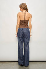 Brown Plaid Halter Top