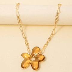 Resin Flower Pendant Necklace