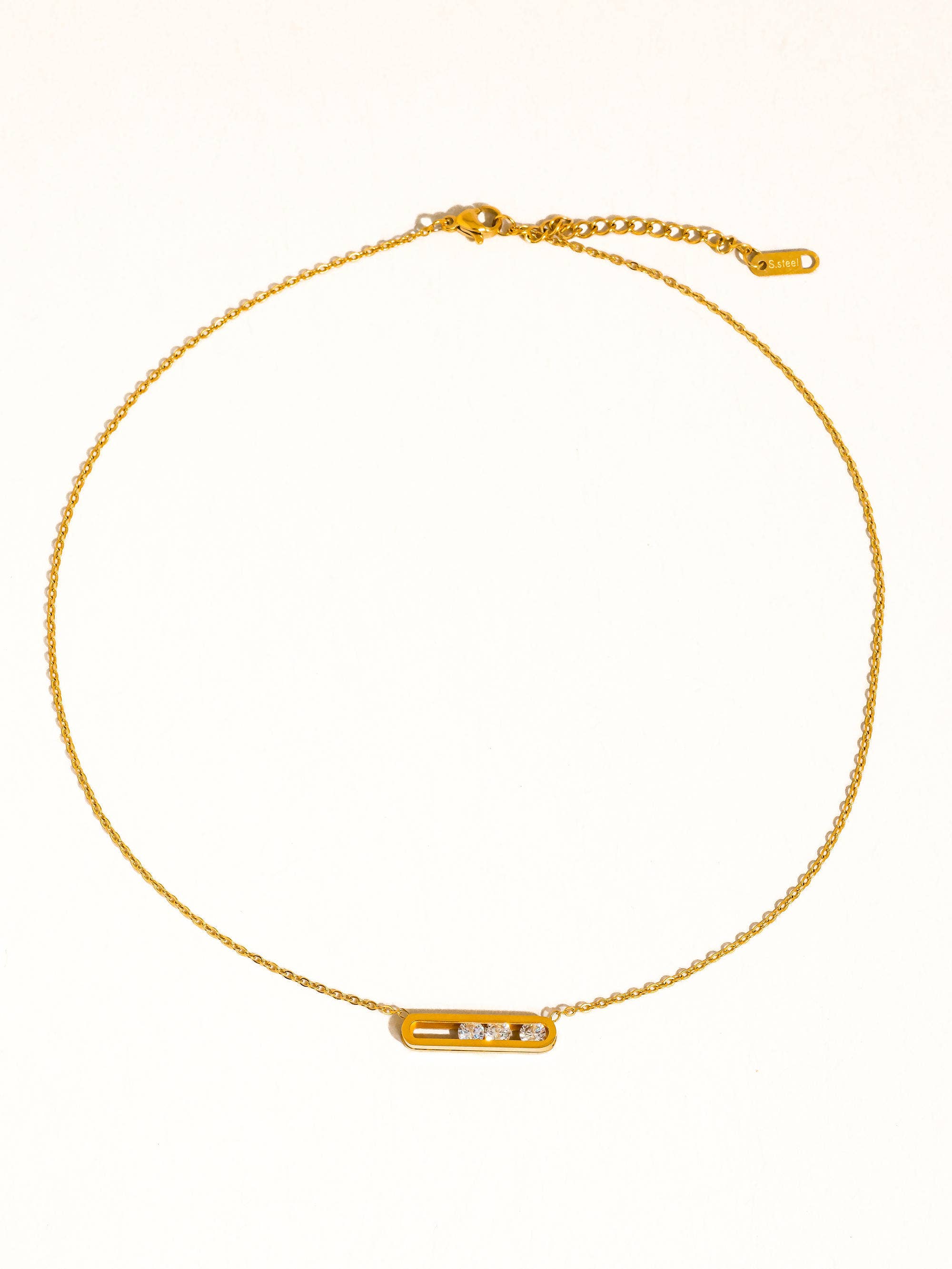 Yveline 18K Gold Non-Tarnish Bar Pendant Necklace