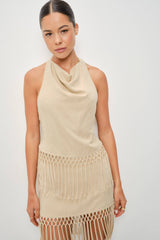Sand Fringe Halter Top