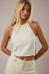 Ivory Wide-Leg Pant & Halter Top Set