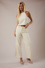 Ivory Wide-Leg Pant & Halter Top Set