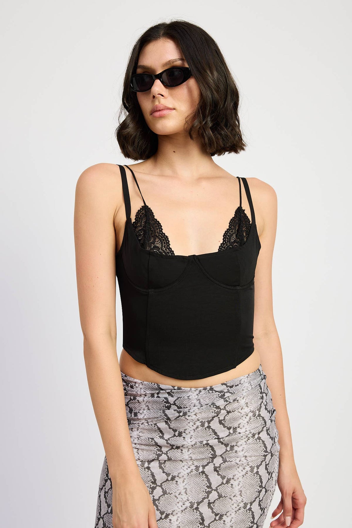 Lace Trim Corset Top