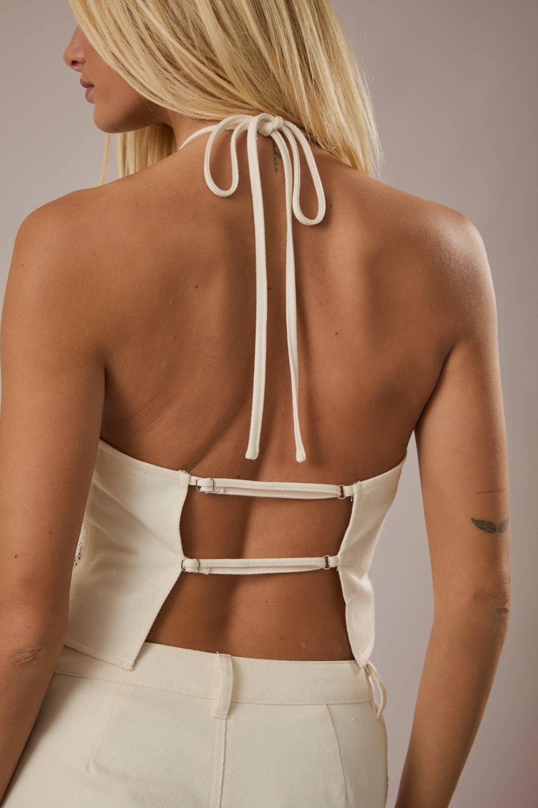 Ivory Wide-Leg Pant & Halter Top Set