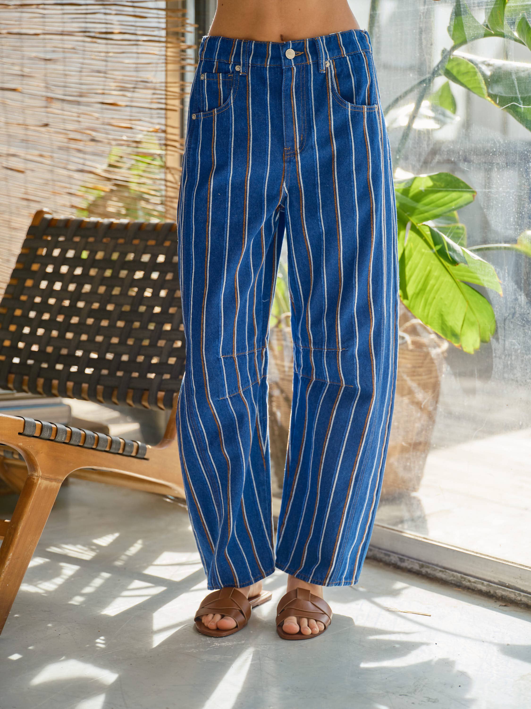Brush Stripe Denim Pants