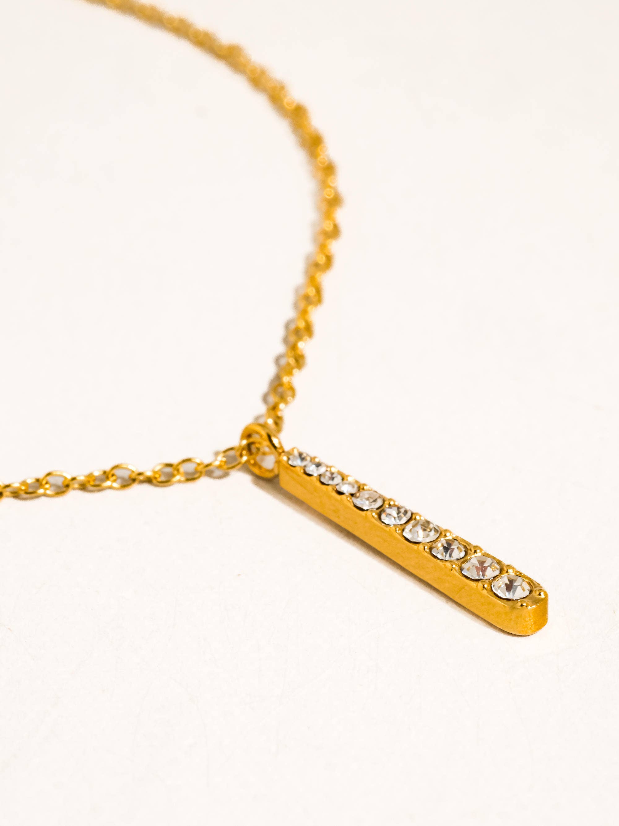Breslin 18K Gold Non-Tarnish CZ Vertical Bar Necklace