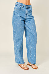 Polka Dot Denim Pants