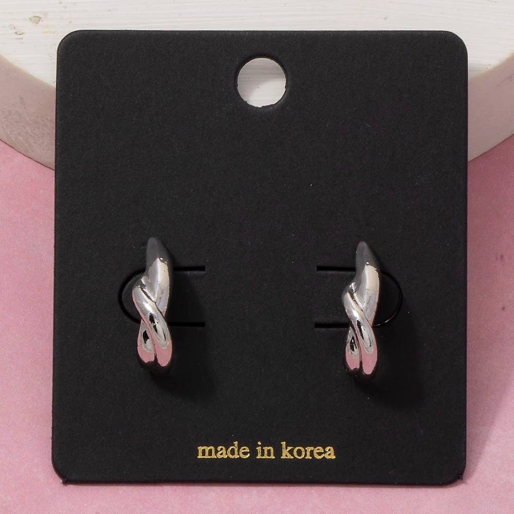 Twisted Knot Huggie Hoop Earrings