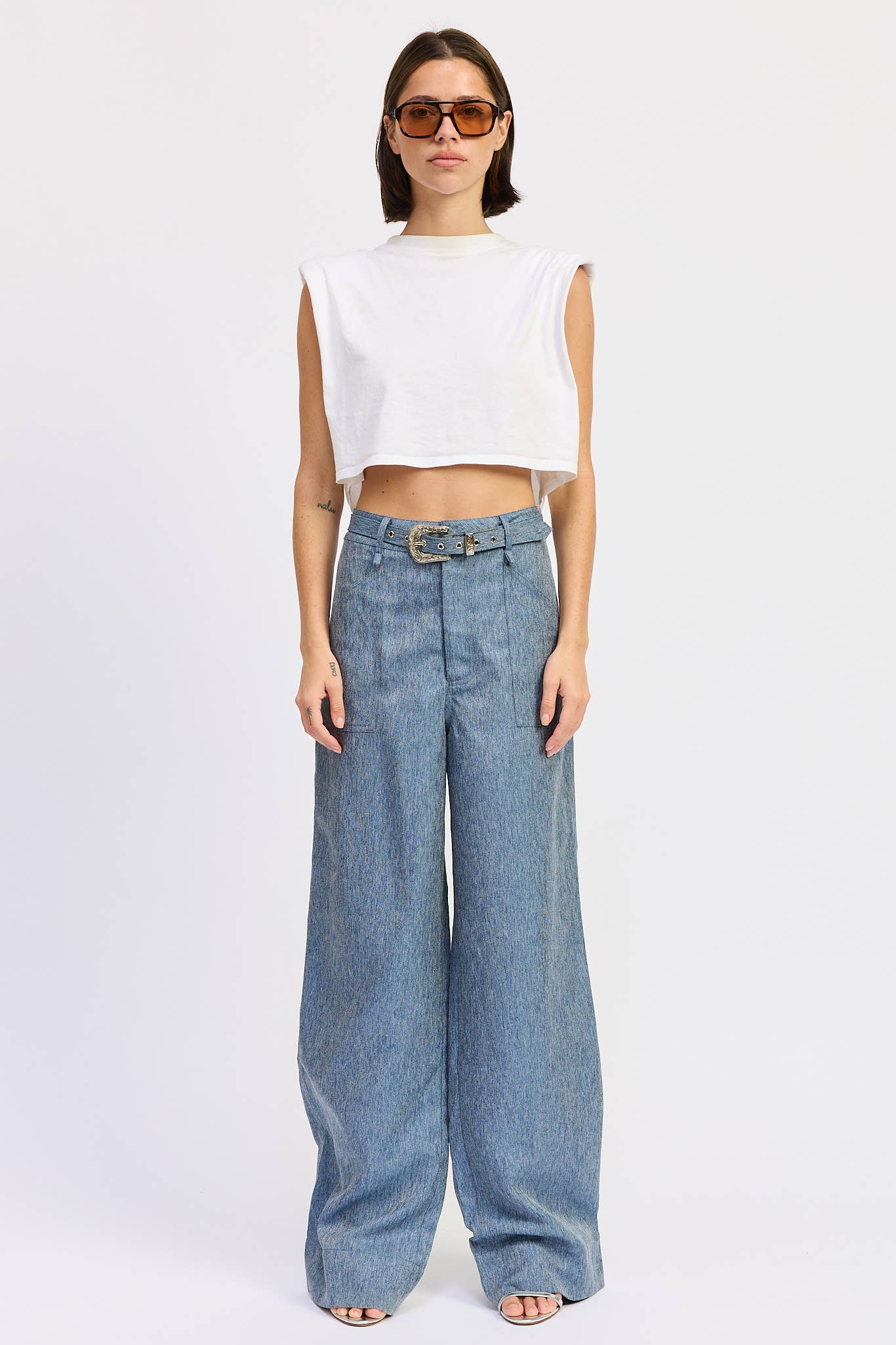 Belted Denim Trousers