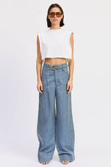 Belted Denim Trousers
