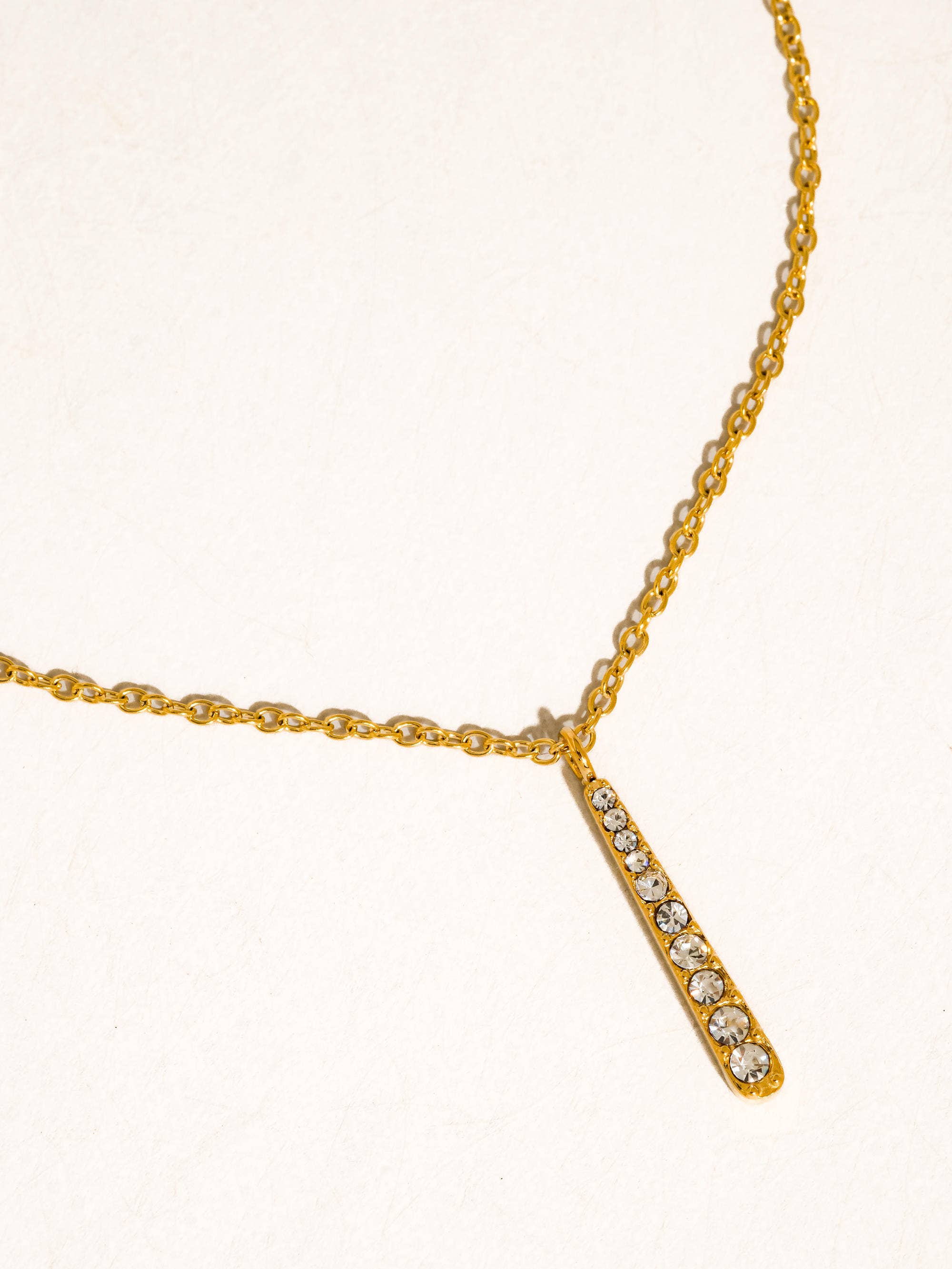 Breslin 18K Gold Non-Tarnish CZ Vertical Bar Necklace