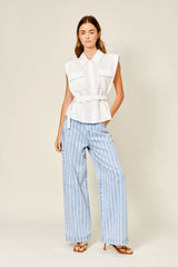 Striped Denim Pants