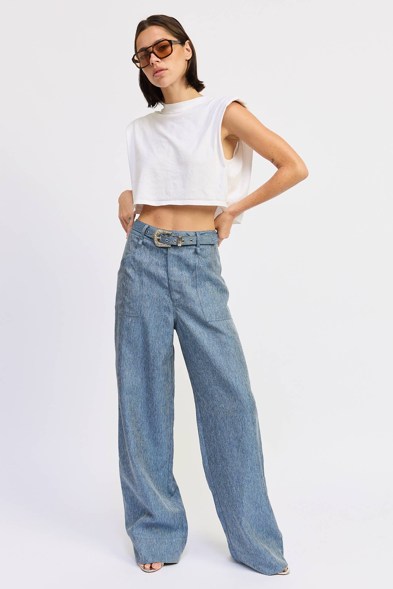 Belted Denim Trousers
