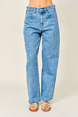 Polka Dot Denim Pants