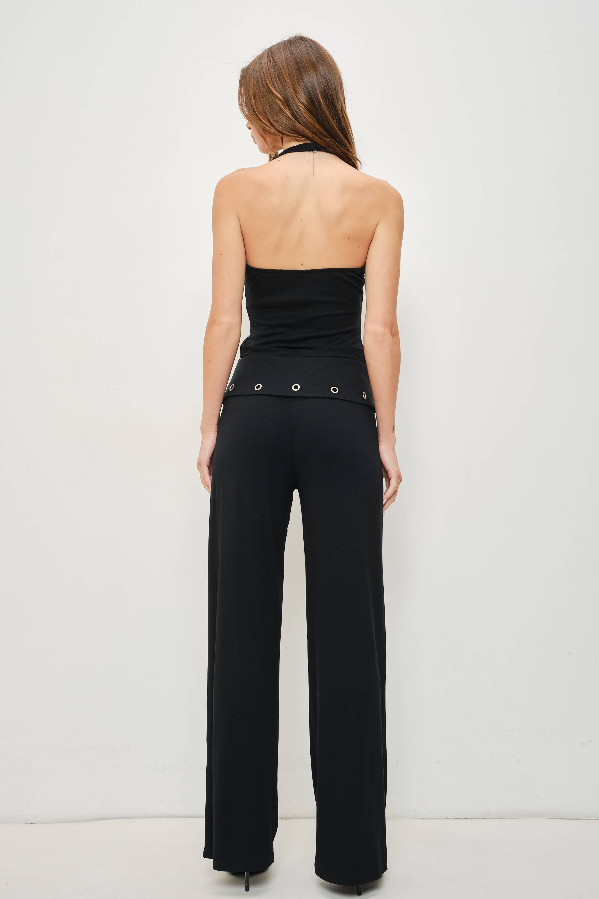 Black Grommet Halter Cami