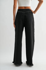 Black Studded Wide Leg Jeans