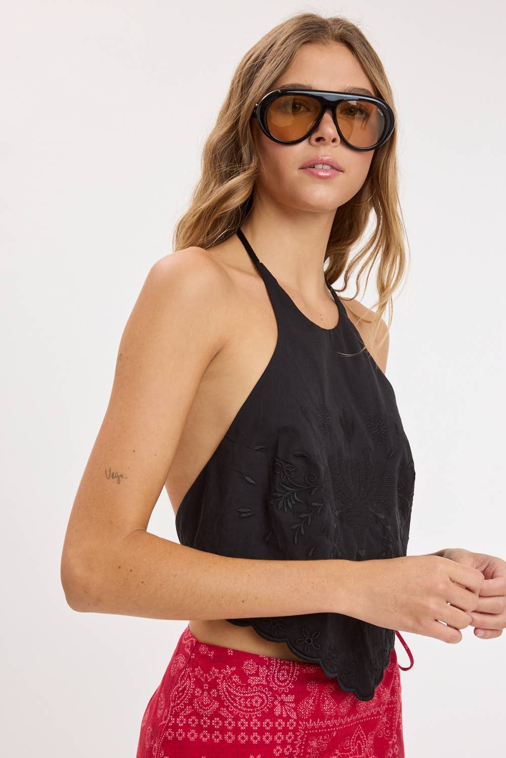 Embroidered Halter Top