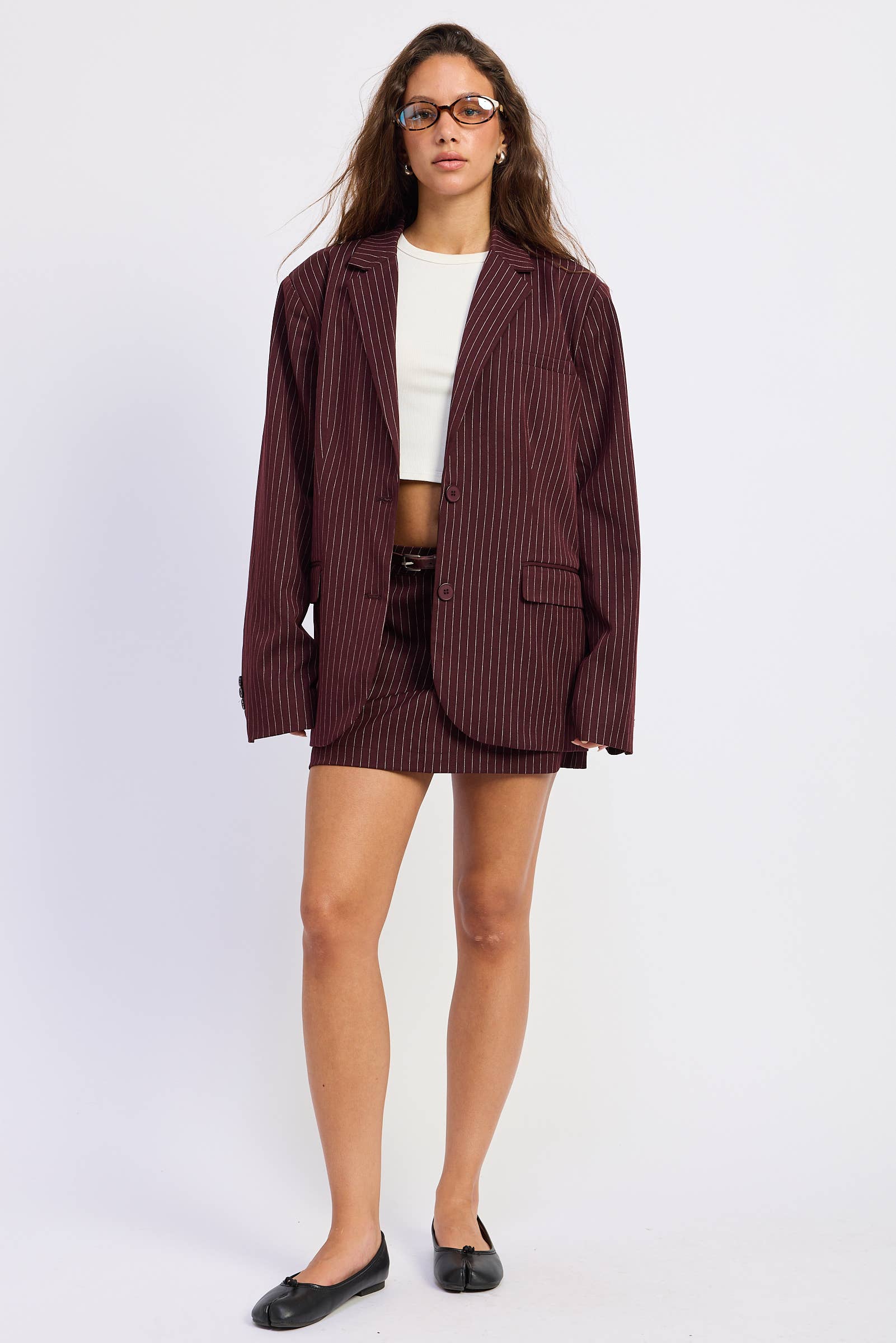 Premium Collection - Bordeaux Pinstripe Blazer