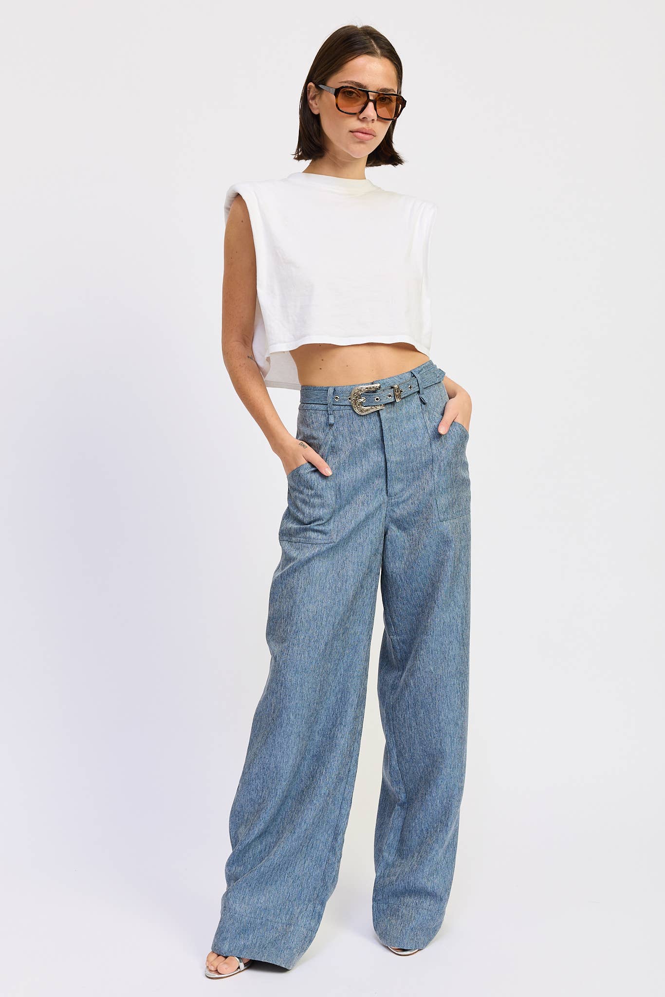 Belted Denim Trousers