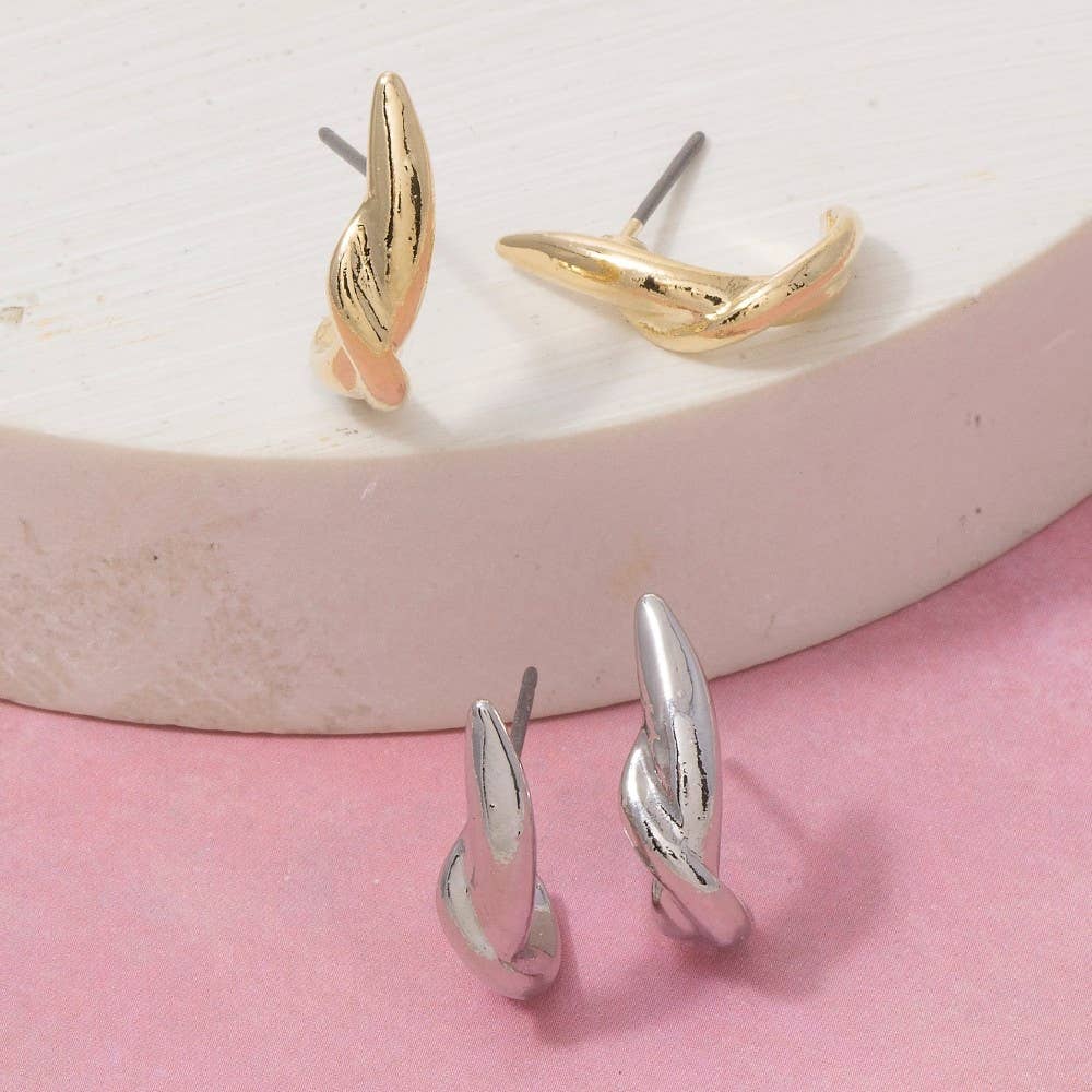 Twisted Knot Huggie Hoop Earrings
