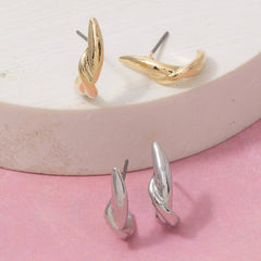 Twisted Knot Huggie Hoop Earrings